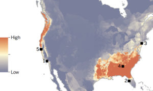 A spatial risk assessment of the spread of Bsal.